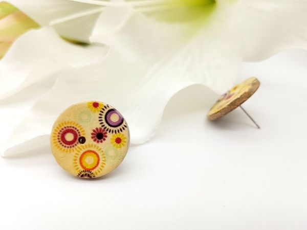 Blumen Kokos Knopf Ohrstecker Flower